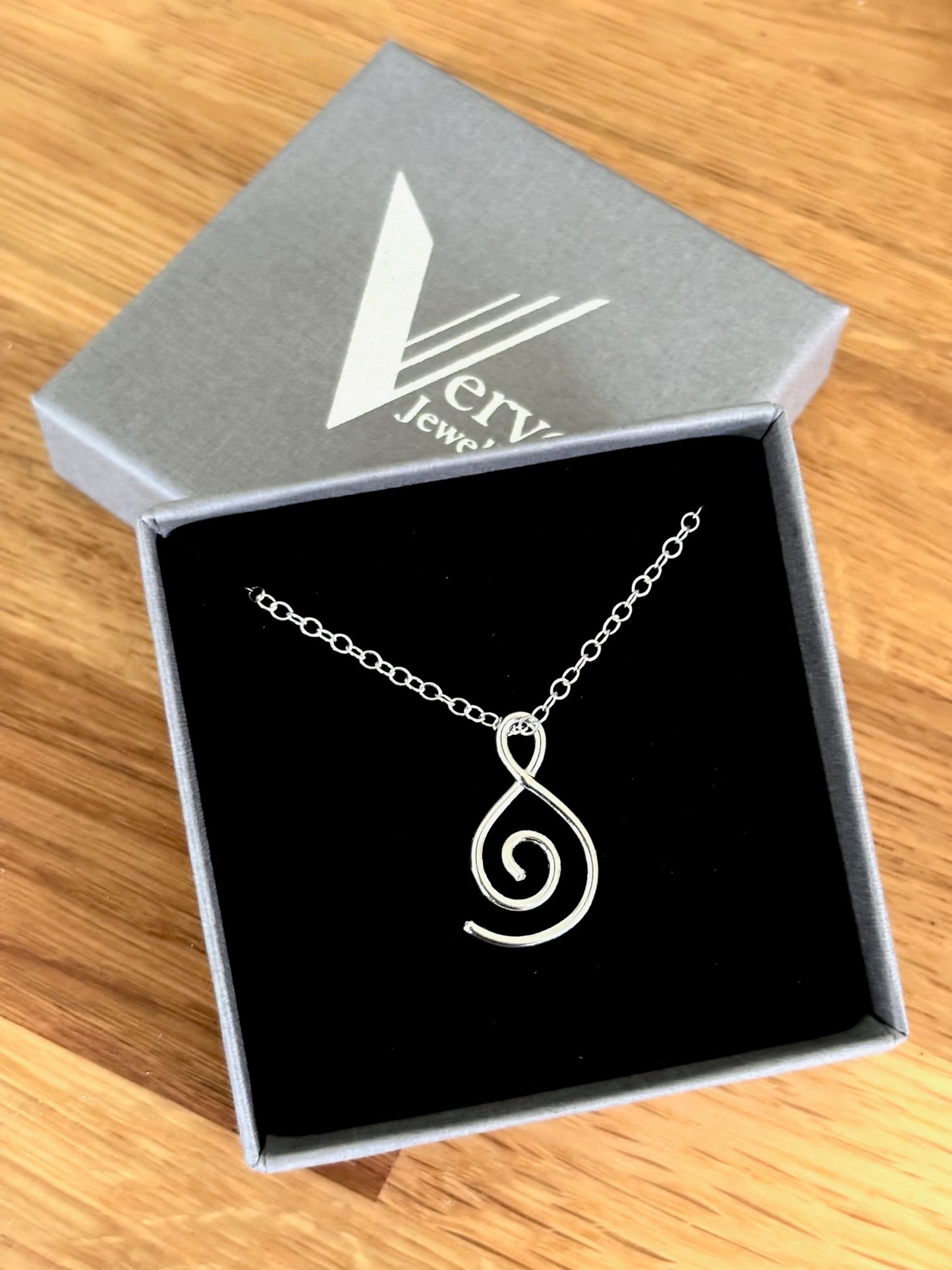Spirit necklace, sterling silver spiral necklace