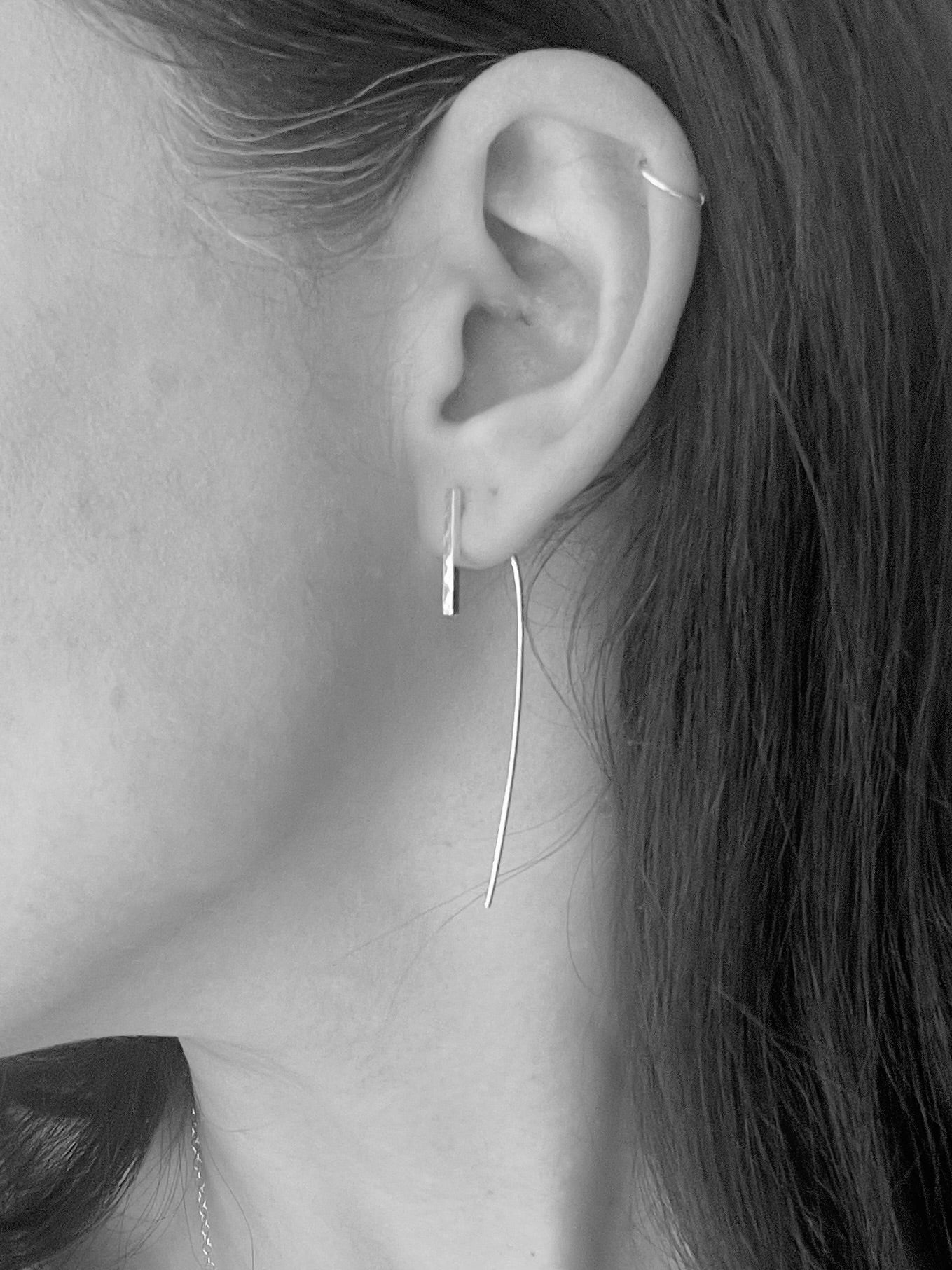 Silver bar threader earrings, sterling silver threader earrings