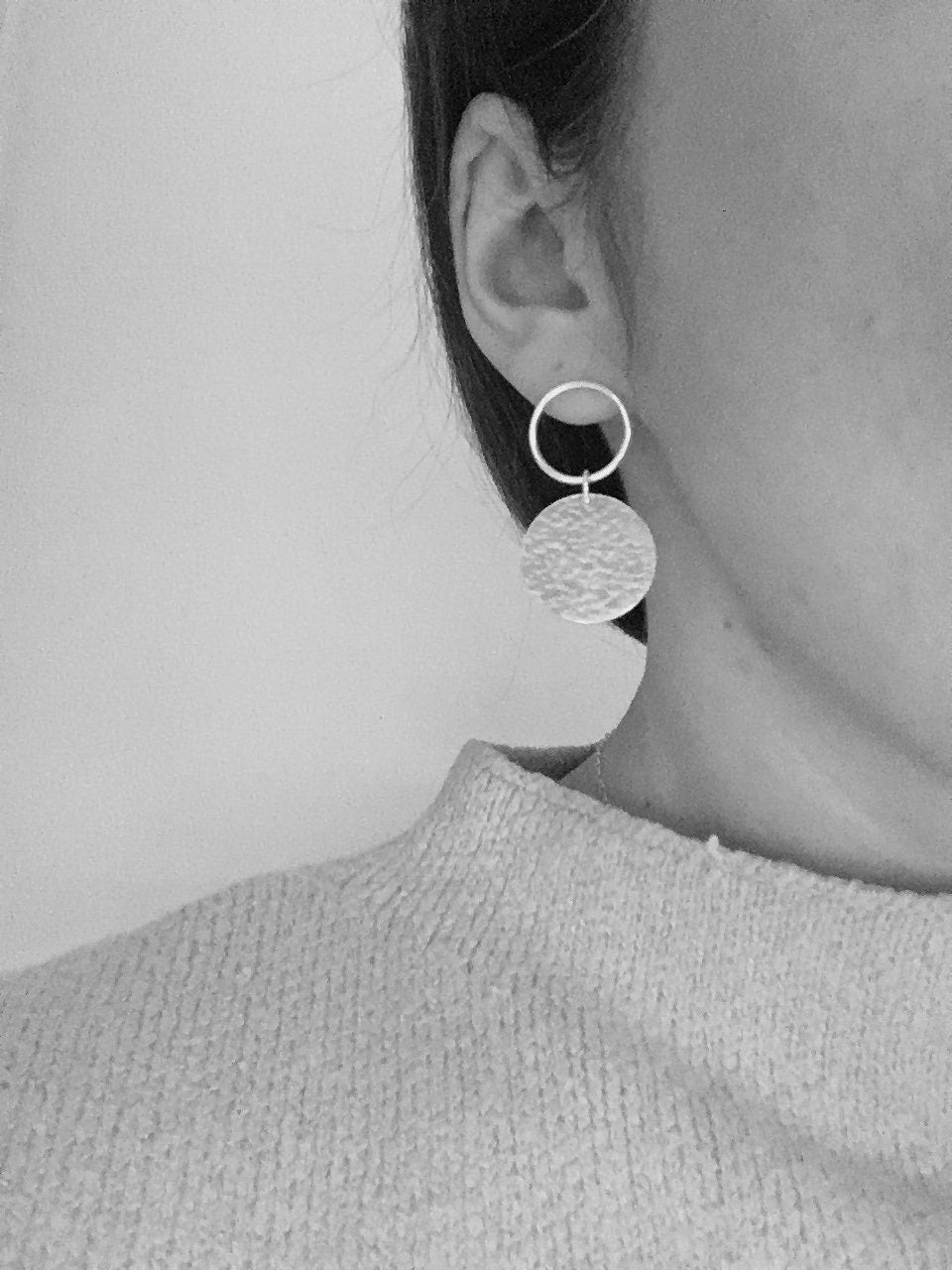 Sterling silver mismatched earrings, statement stud earrings