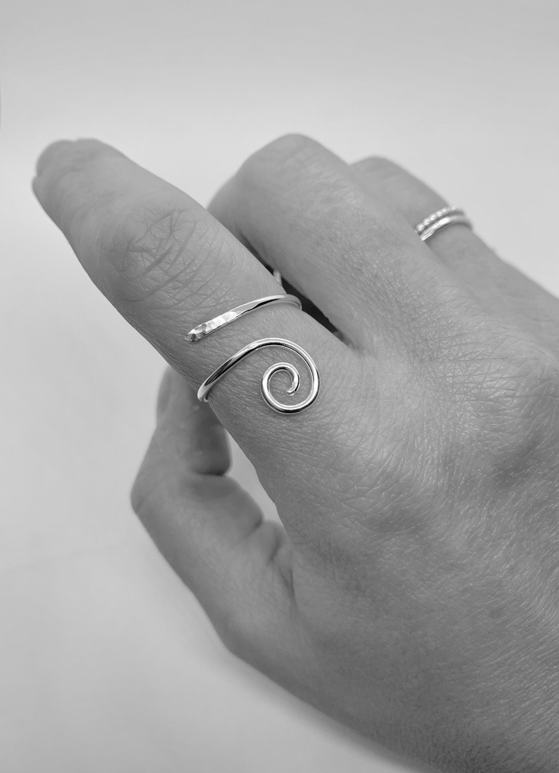 Adjustable silver spiral ring