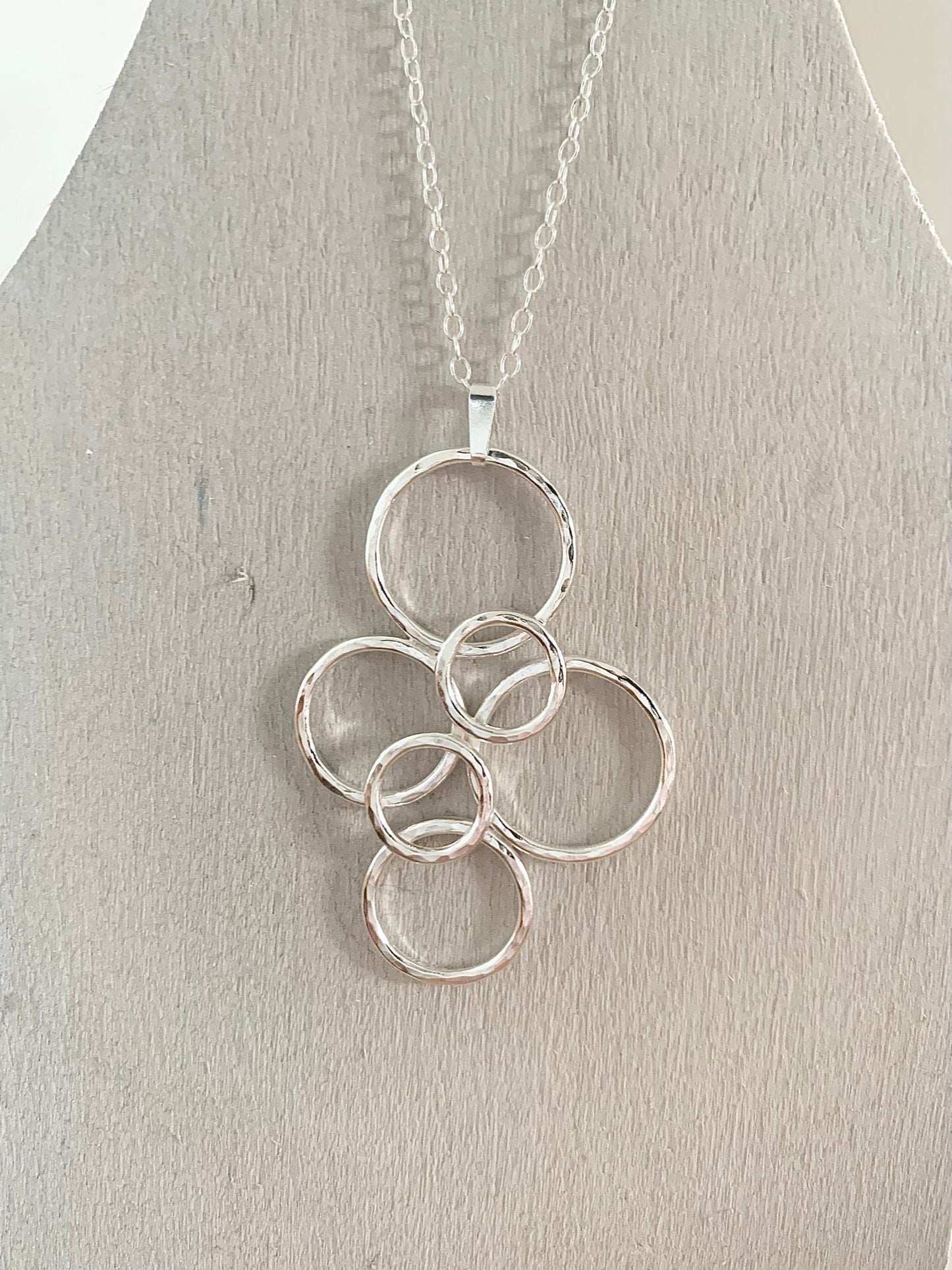 Large sterling silver necklace, silver bubbles necklace