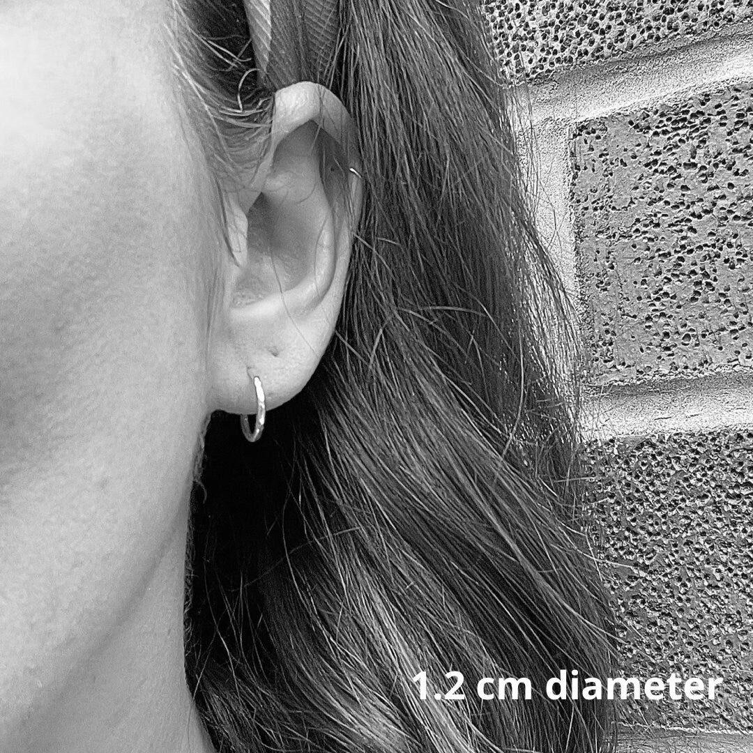 Small sterling silver hoops PAIR, small round silver hoops