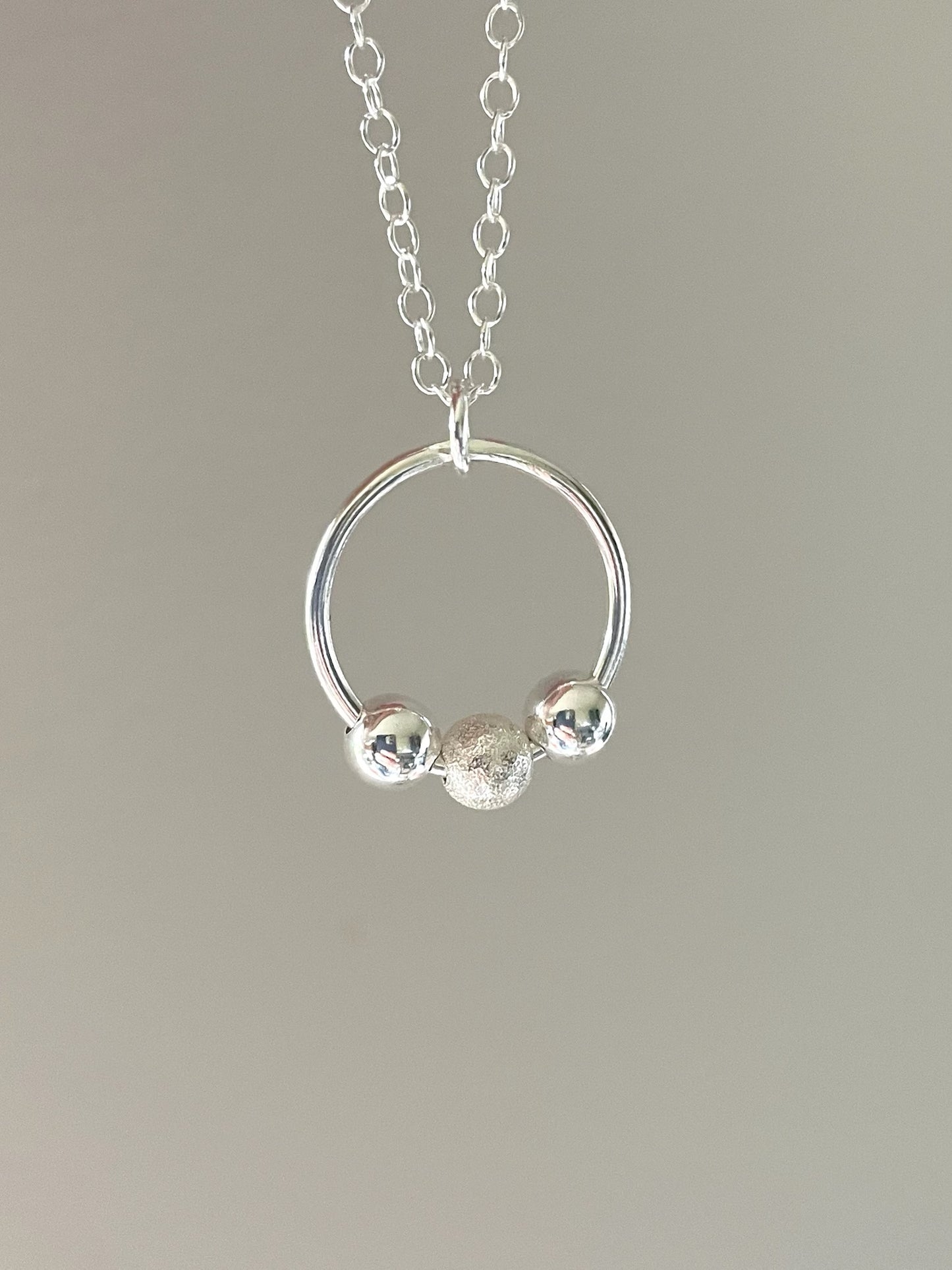 Sterling silver fidget necklace, silver bead necklace