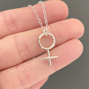Female symbol necklace, sterling silver Venus necklace