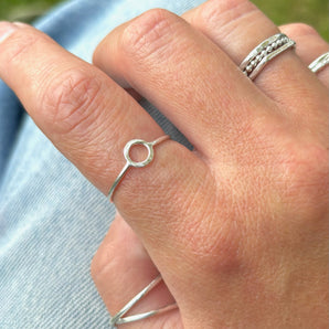 Delicate sterling silver circle ring