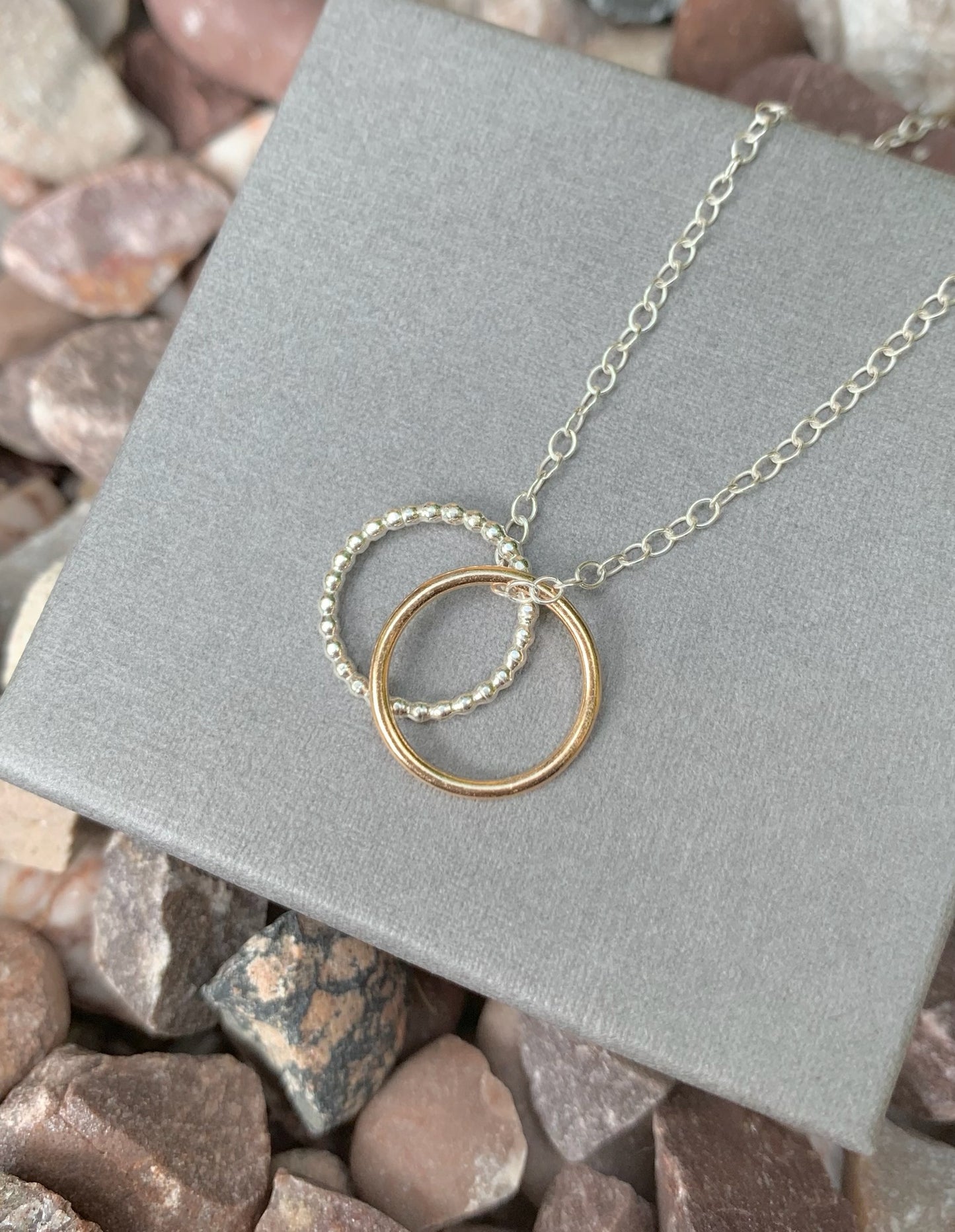 Gold and silver rings necklace