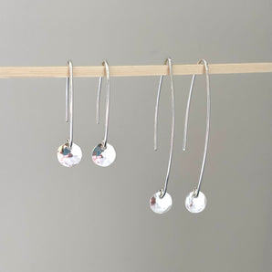 Silver hook disc threader earrings