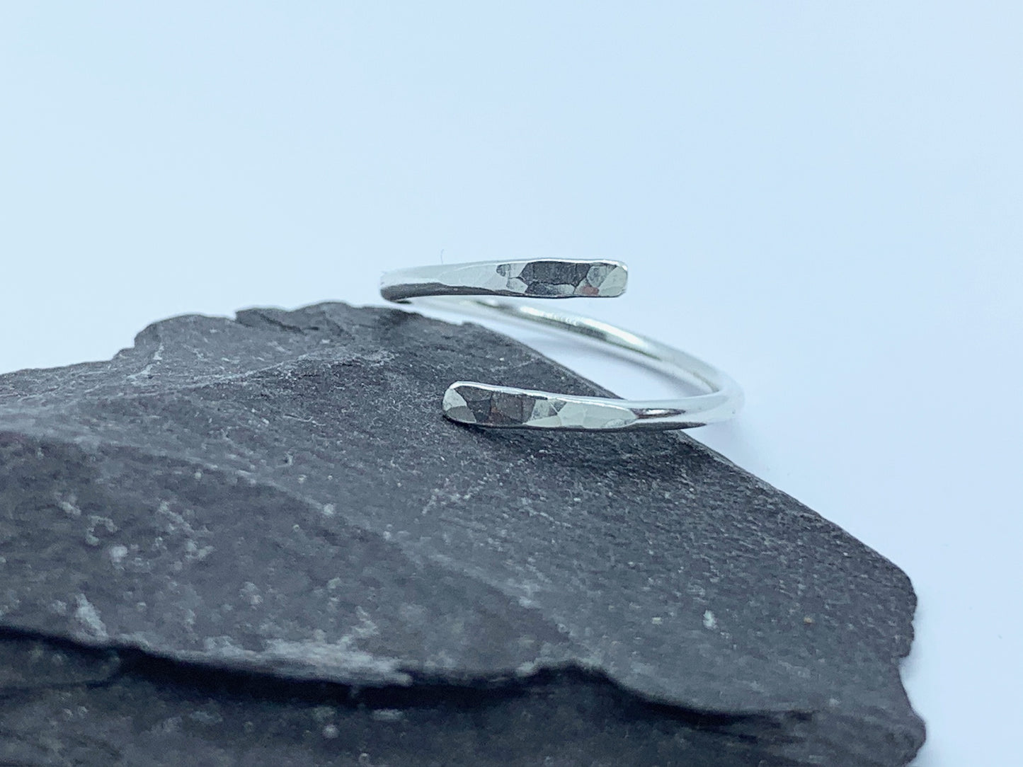 Silver open band ring