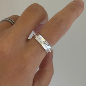 Sterling silver beaded spinner ring
