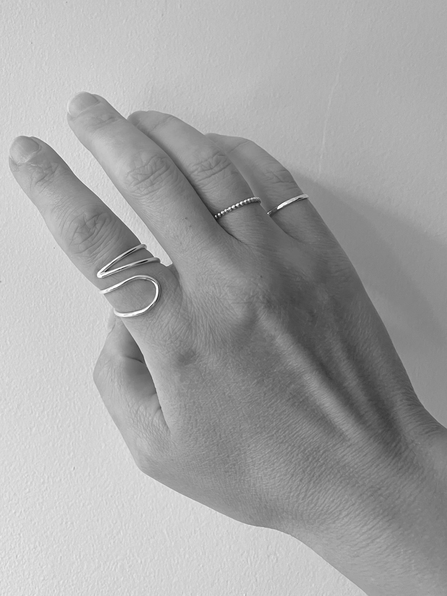 Adjustable silver statement ring