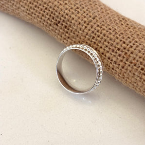 Sterling silver beaded spinner ring