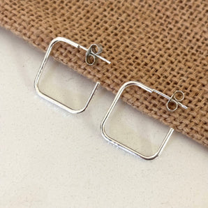 Sterling silver square hoop earrings