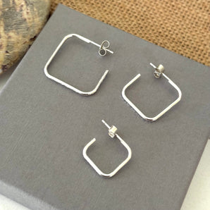 Sterling silver square hoop earrings