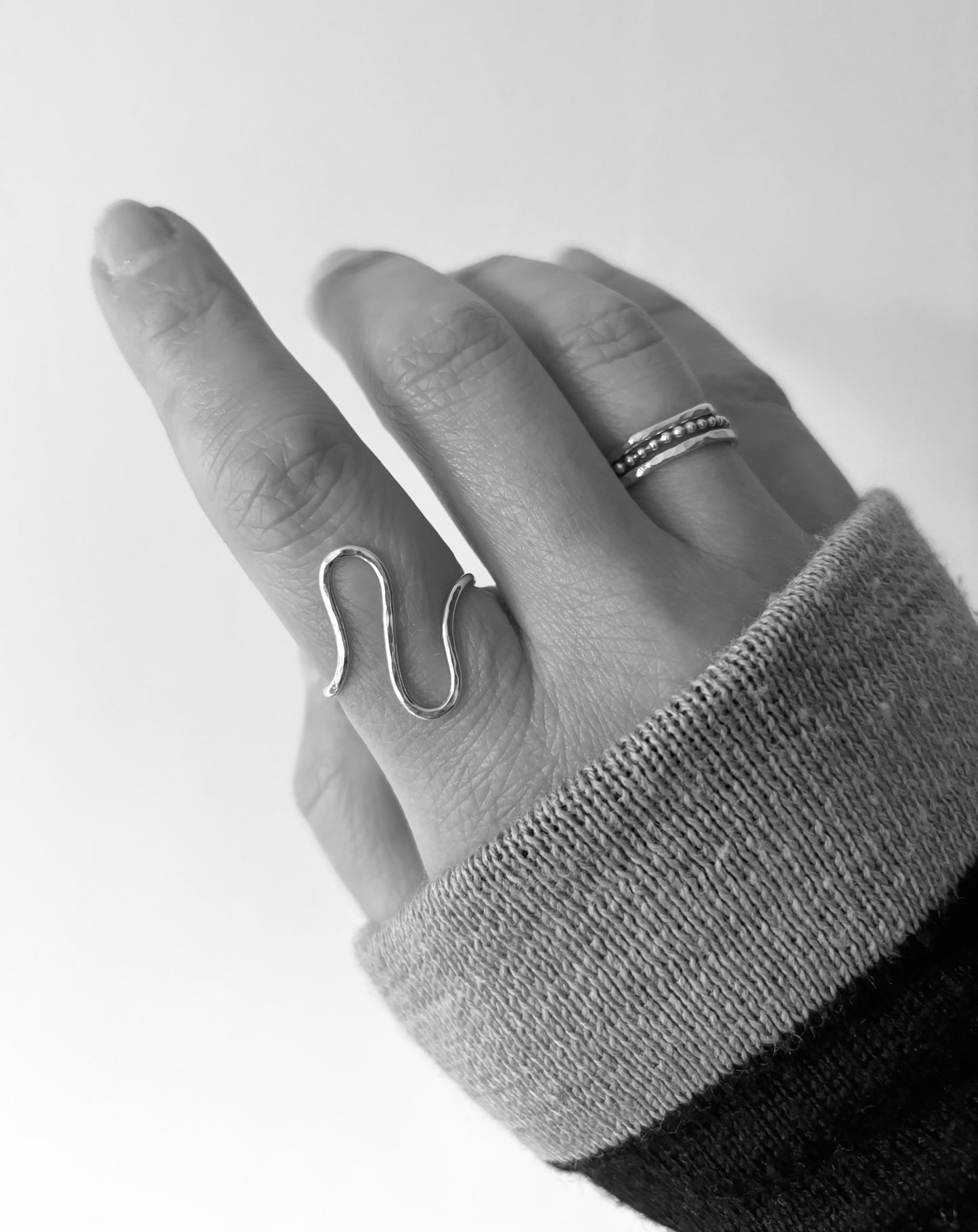 Silver Ebb and Flow ring, silver wave ring