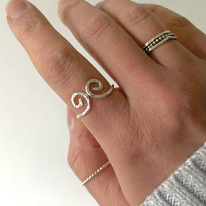 Silver Grecian adjustable spiral ring