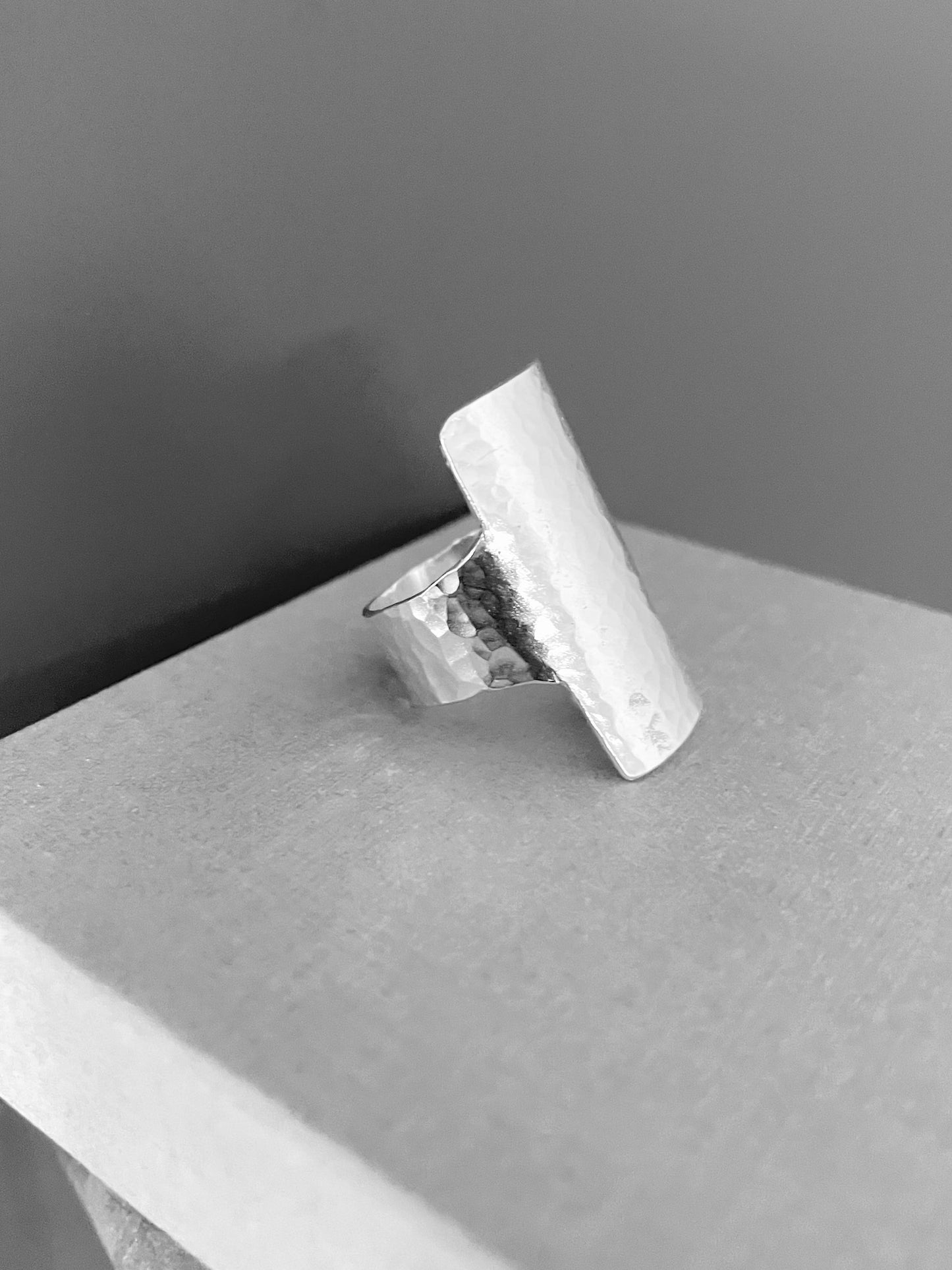Sterling silver shield ring, sterling silver statement ring