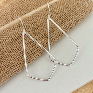 Large silver geometric earrings, silver statement earrings