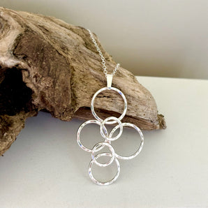 Large sterling silver necklace, silver bubbles necklace