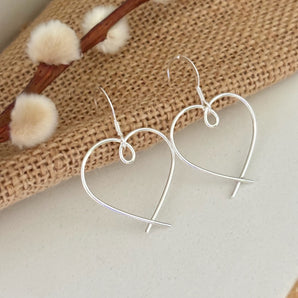 Large silver heart earrings