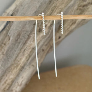 Beaded sterling silver threader earrings