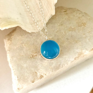 Blue Chalcedony solitaire necklace