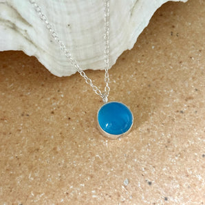 Blue Chalcedony solitaire necklace