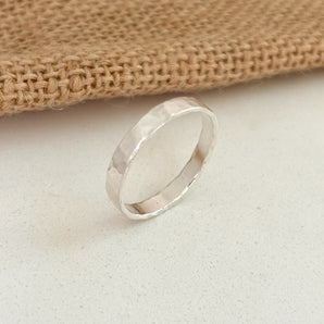 Wide banded sterling silver stacking ring