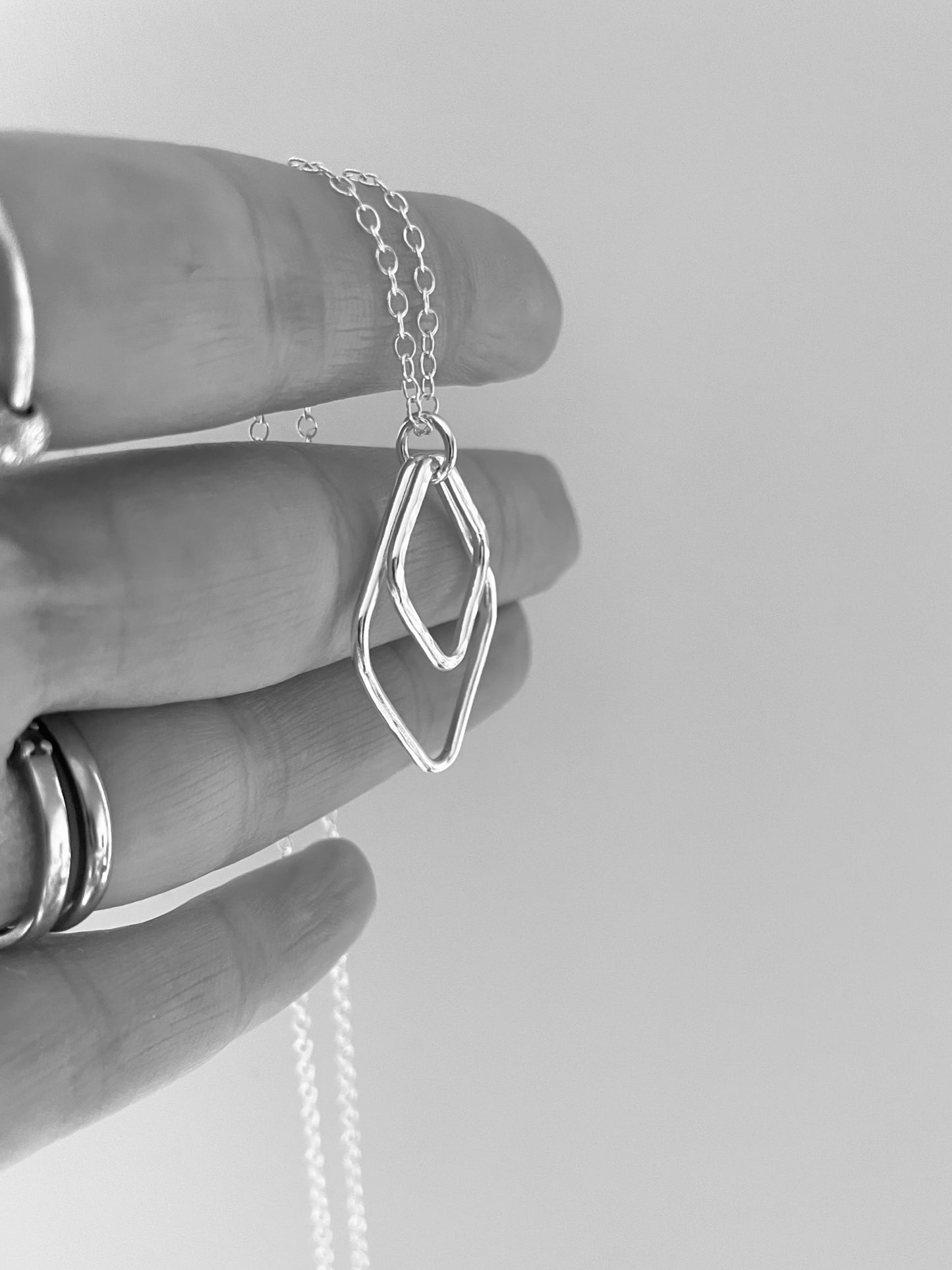 Sterling silver kite necklace, rhombus necklace