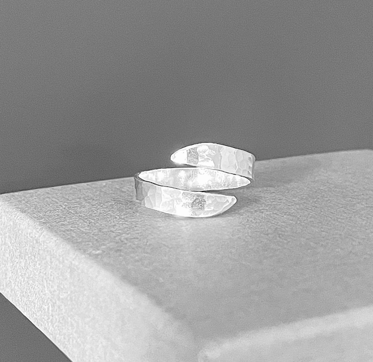 Sterling silver wave ring, adjustable silver ring