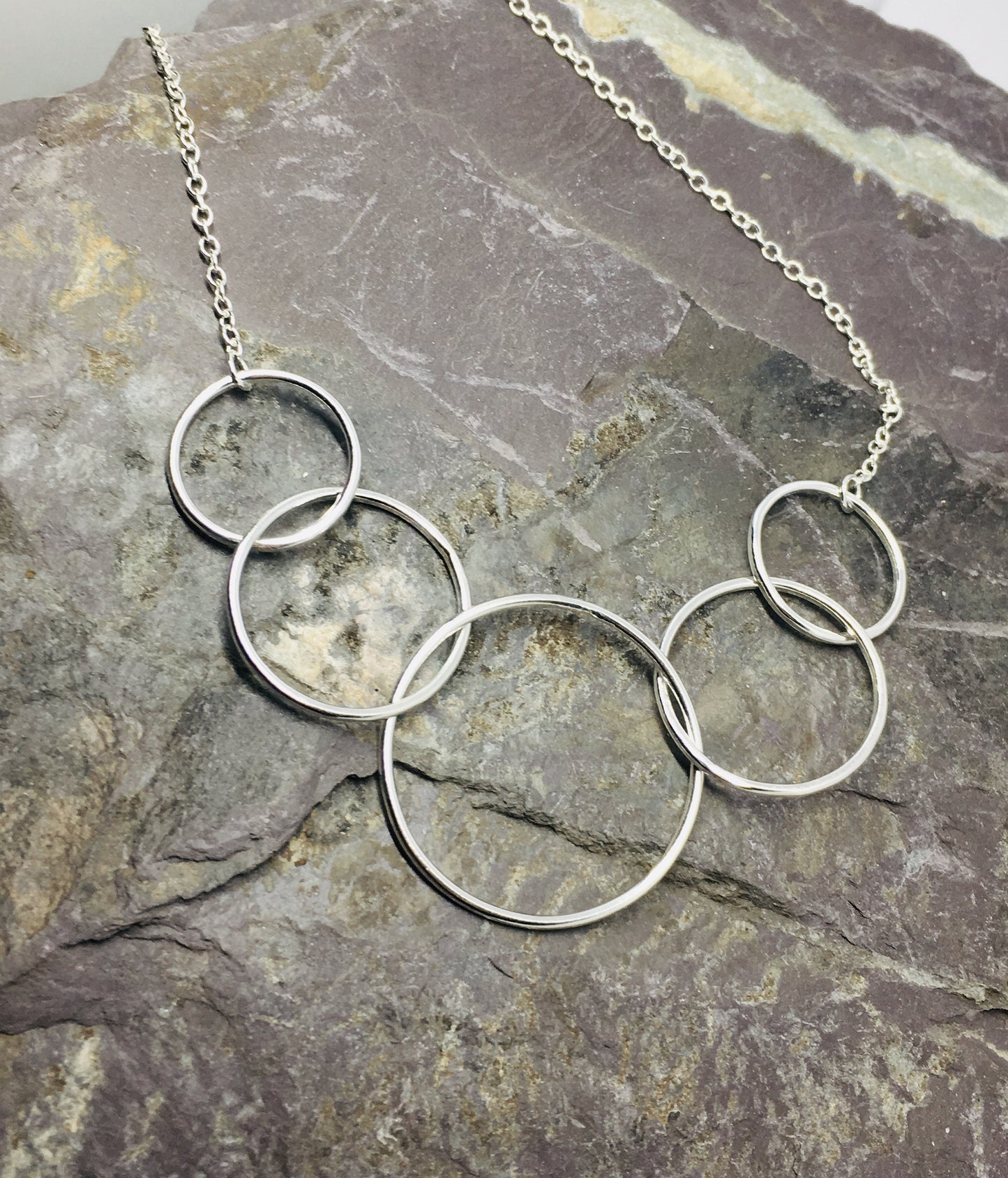 Sterling silver circles necklace, 50th birthday necklace