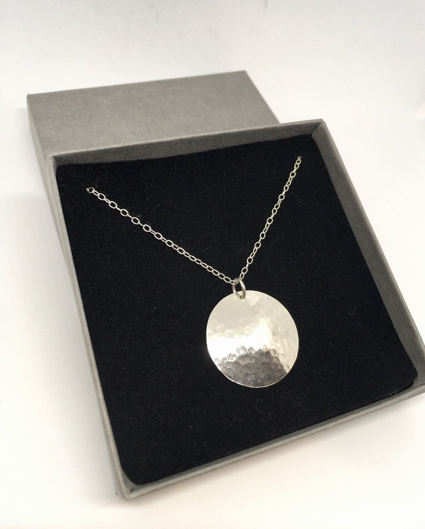 Sterling silver disc necklace, large silver disc necklace