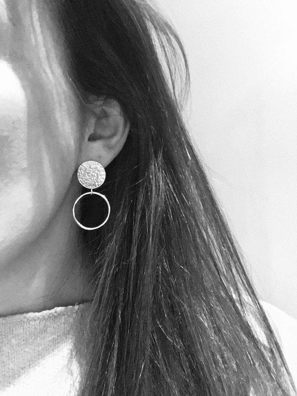 Sterling silver mismatched earrings, statement stud earrings