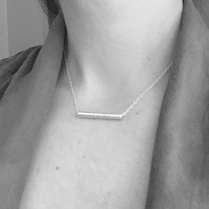 Sterling silver tube bar necklace
