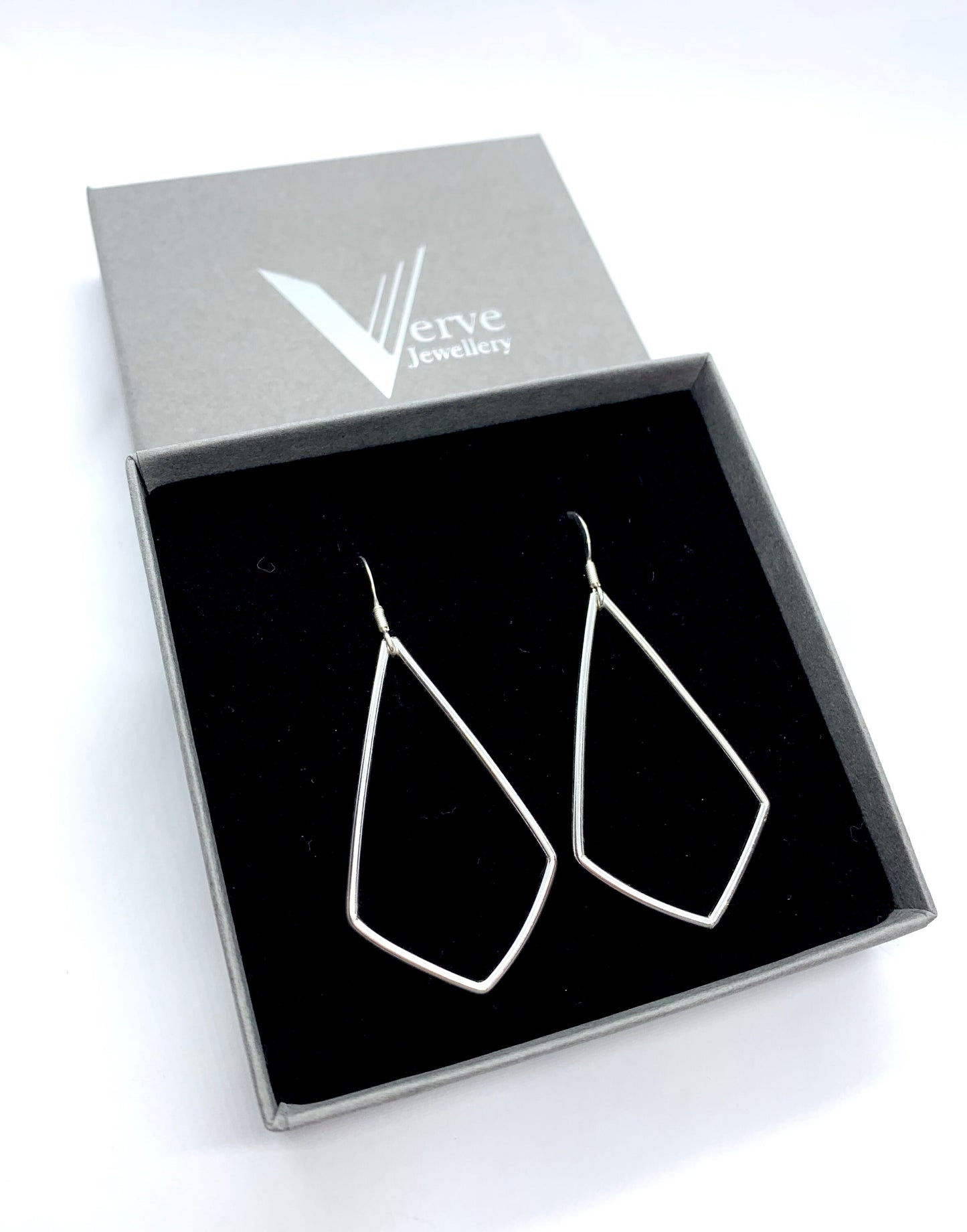 Large silver geometric earrings, silver statement earrings