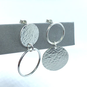 Sterling silver mismatched earrings, statement stud earrings