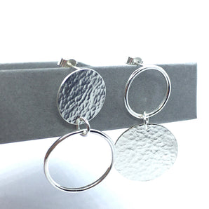 Sterling silver mismatched earrings, statement stud earrings