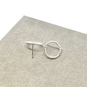 Large beaded silver circle studs