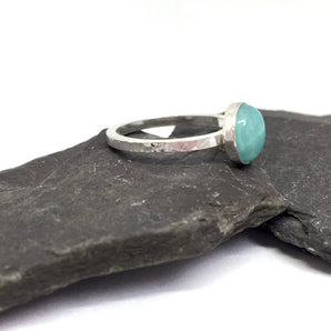Amazonite ring, aqua blue ring