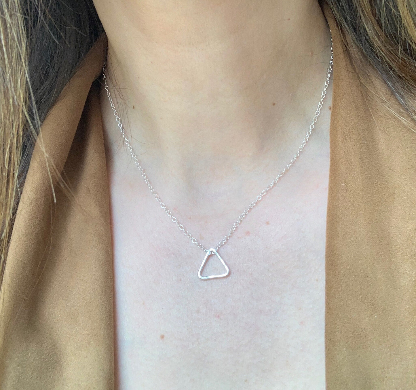 Sterling silver triangle necklace