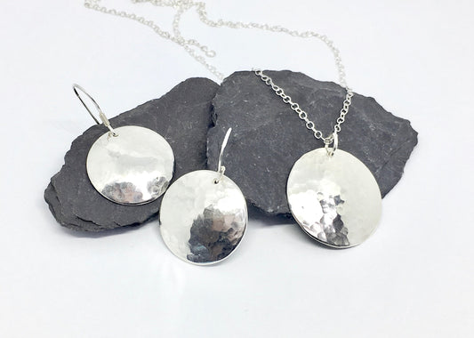 Sterling silver disc jewellery set