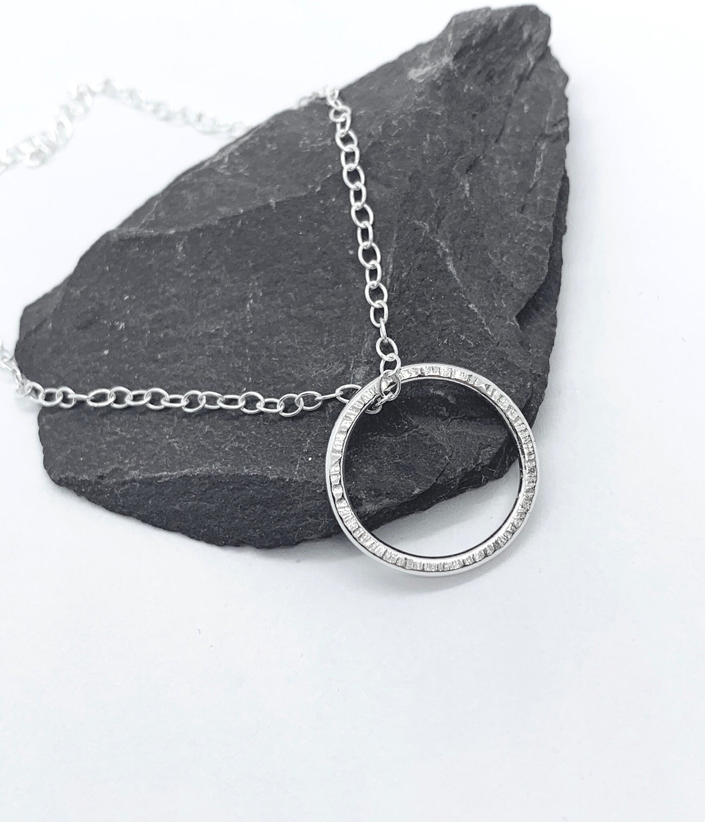 Sterling silver circle necklace