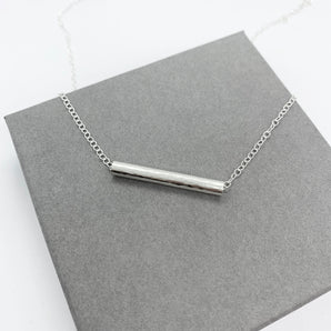 Sterling silver tube bar necklace