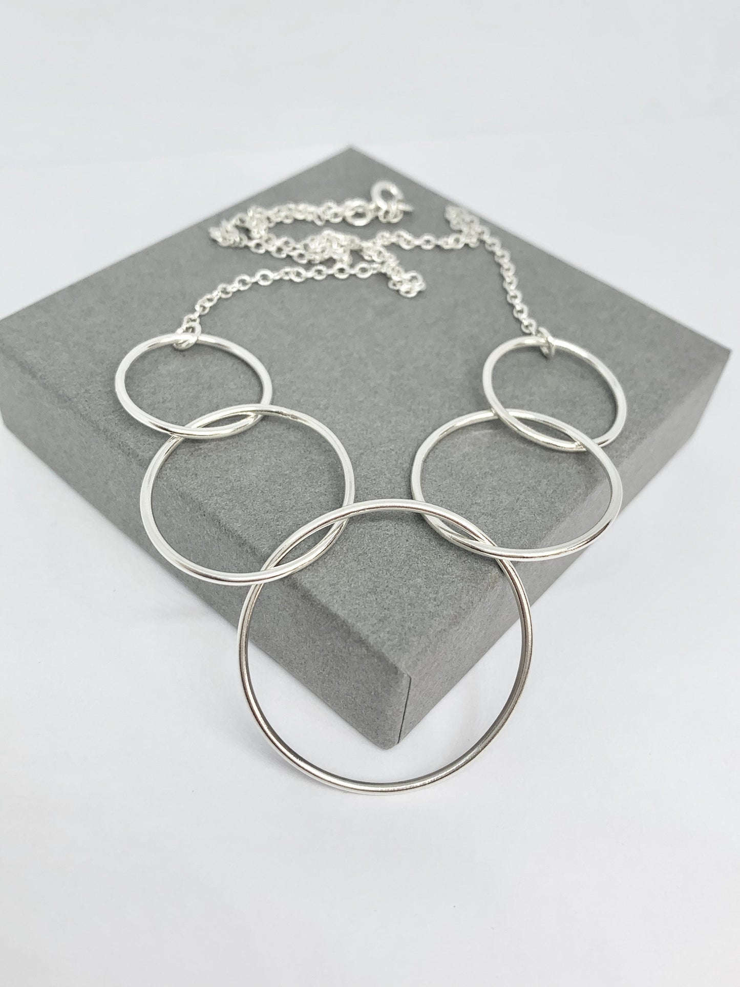 Sterling silver circles necklace, 50th birthday necklace
