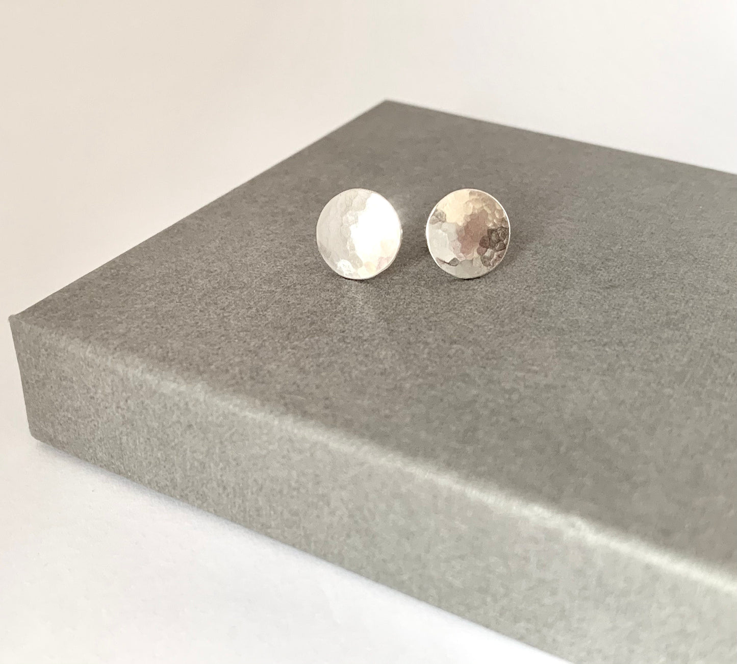 Small silver disc stud earrings