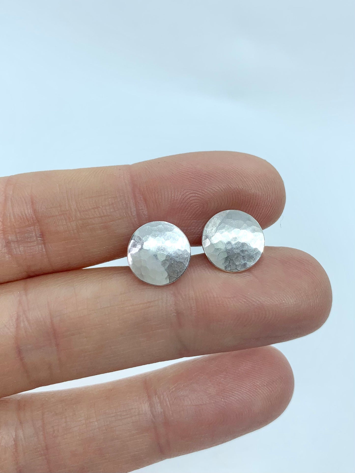 Small silver disc stud earrings