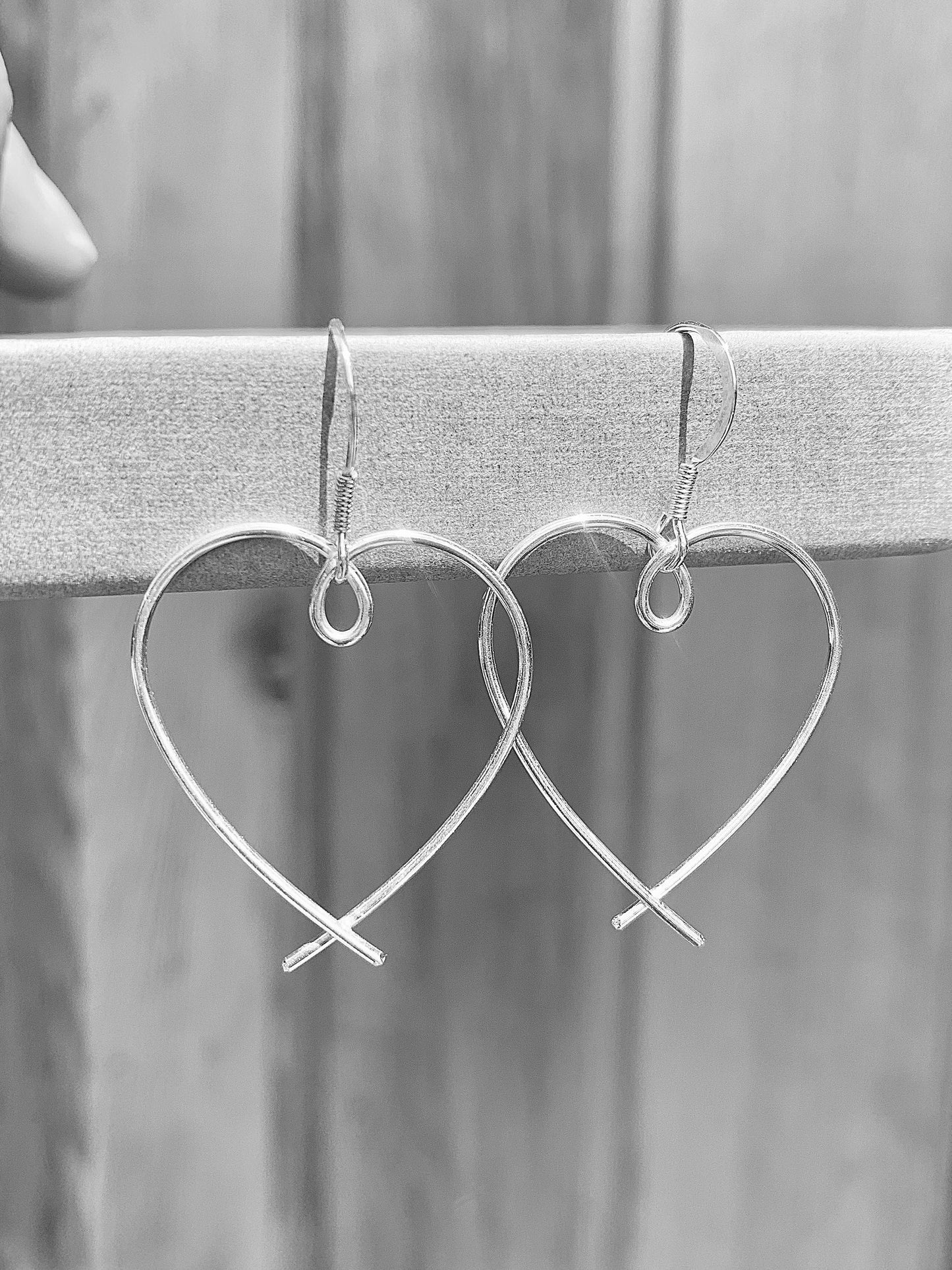 Large silver heart earrings