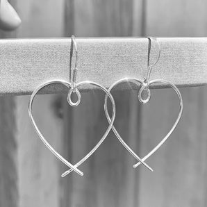 Large silver heart earrings