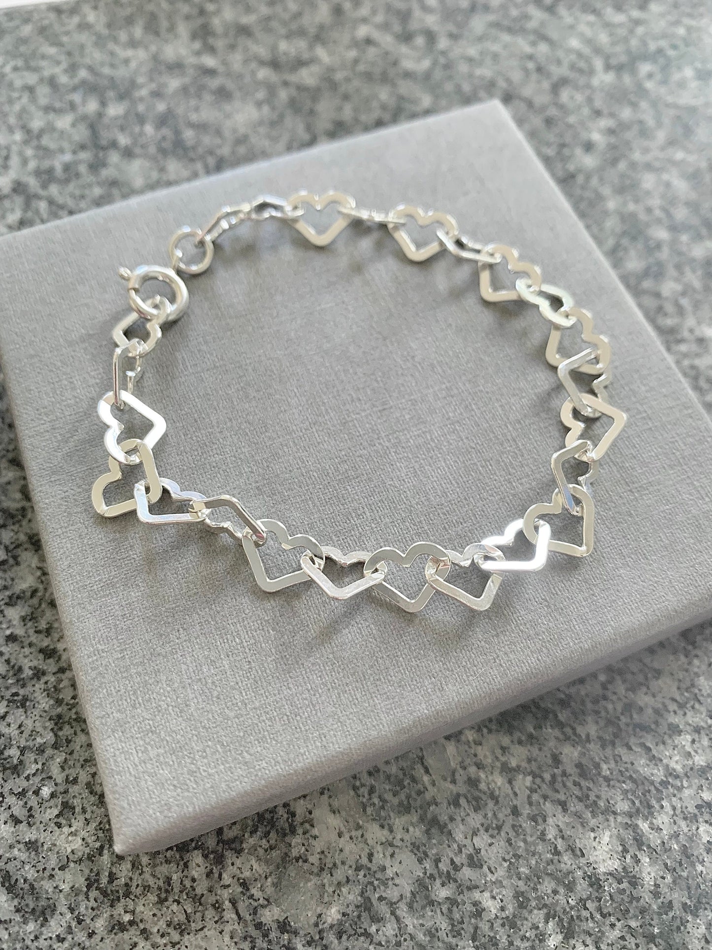 Silver heart bracelet, heart links bracelet, sterling silver heart bracelet, silver links bracelet, wedding bracelet, Bridesmaid bracelet