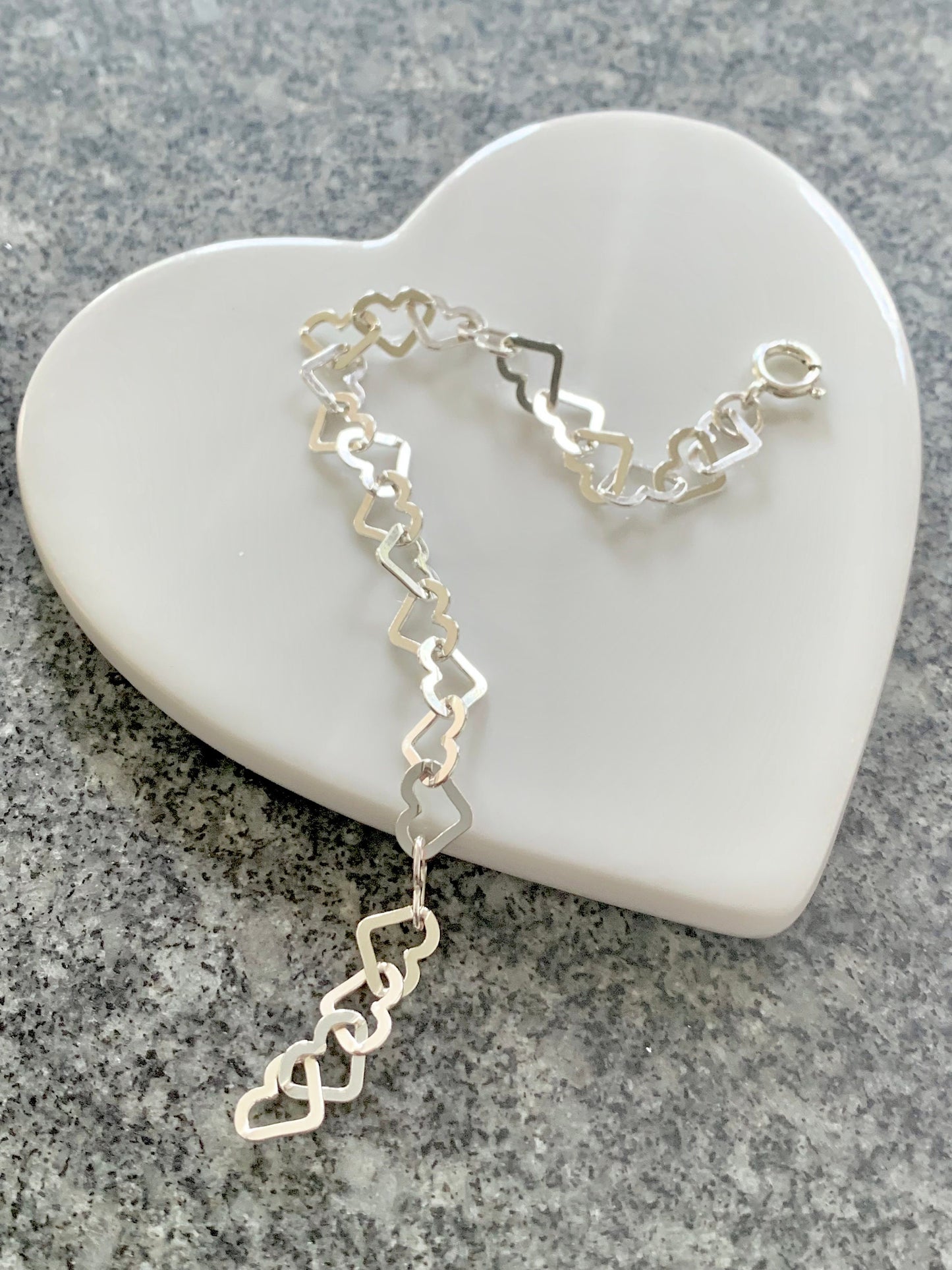 Silver heart bracelet, heart links bracelet, sterling silver heart bracelet, silver links bracelet, wedding bracelet, Bridesmaid bracelet
