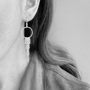 Sterling silver tassel earrings,  boho chain earrings